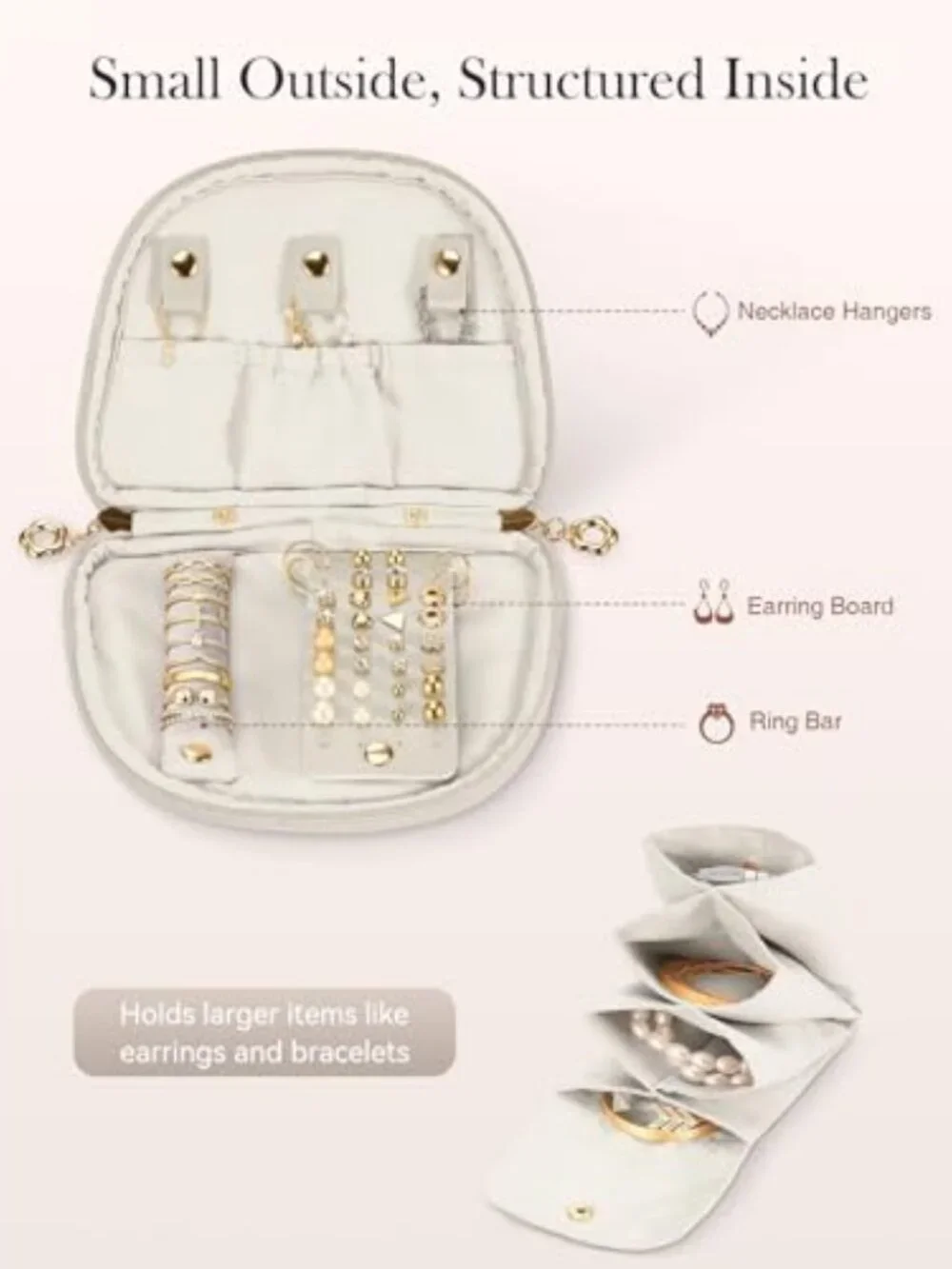 FINTIE Travel Jewelry Case, Small Velvet Jewelry Bag, Organizer Pouch